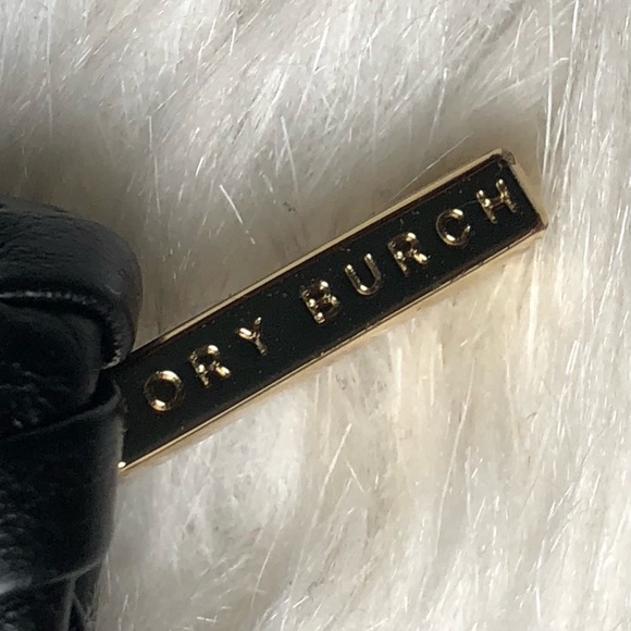 Tory Burch Marion Black Pebble Leather Hidden Zip Coin Wallet/Case w/ Key Ring - Picture 14 of 15